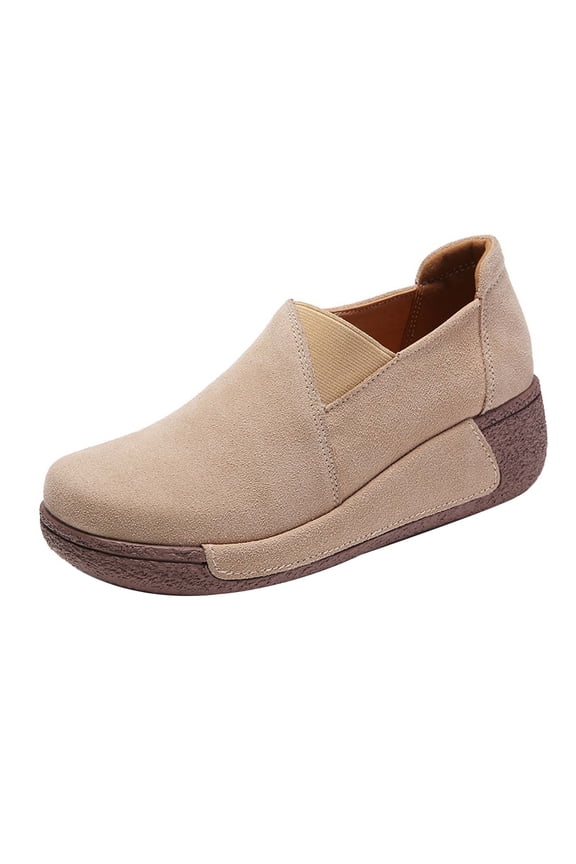 Trendy Thick-soled Rocking Shoes Women's Single Shoes Comfortable Mother Shoes Casual Leather Shoes