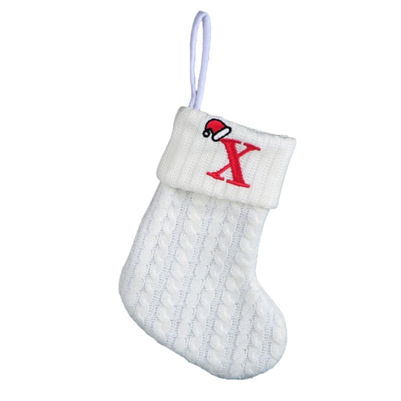OAVQHLG3B 7.8 inch Mini Cute Knit Initial Embroidered Christmas Stocking Personalized Initial Christmas Stocking Family Holiday Xmas Party Decor Christmas Decorations