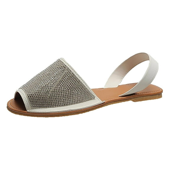 OAVQHLG3B Wedge Sandals for Women New Rhinestone Back Strap Women's Shoes Soft Sole Casual Sandals