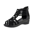 thumbnail image 1 of OAVQHLG3B Wedge Sandals for Women Summer Ladies Shoes Casual Flat Fish Mouth Hollowed Out Wedge Heels Zipper Women's Sandals, 1 of 9