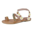 thumbnail image 1 of OAVQHLG3B Wedge Sandals for Women Summer New Style Casual Fashion Flower Women's Slip-on Roman Flat Sandals, 1 of 9