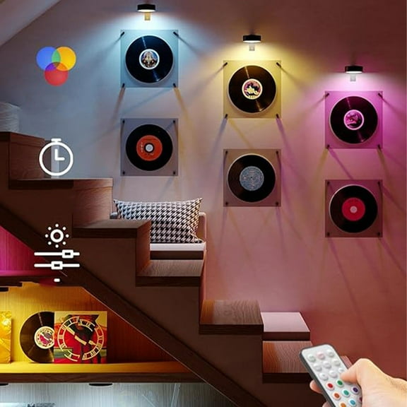 OAVQHLG3B Wireless Battery Operated Painting Light with Remote Control,Magnetic Led Art Display Light for Picture Frame, Dimmable and Timer Painting Light, Wall Decor Black display light