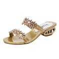 thumbnail image 1 of OAVQHLG3B Woman's Spring Summer Fashion Rhinestones Sequins Chunky Heel Sandals Slippers Shoes, 1 of 9