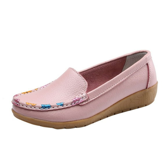 OAVQHLG3B Women Round Head Casual Flat Shoes Loafers Soft Bottom Casual Single Peas Shoes