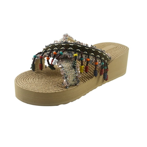 OAVQHLG3B Women's Boho Platform Sandals Slippers Shoes Comfy Sandals Casual Comfortable Beach Sandals