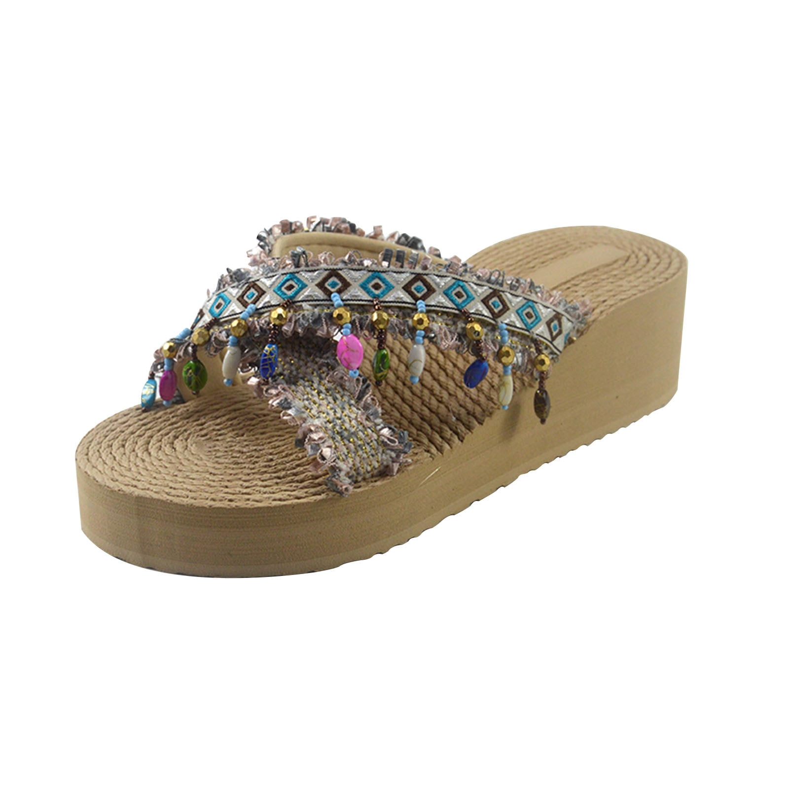 Amazon.com | Platform Sandals Women Platform Summer Boho Sandals Shoes for  Women Flat Espadrille Sandals Dressy Slip On Peep Toe Slide | Slides
