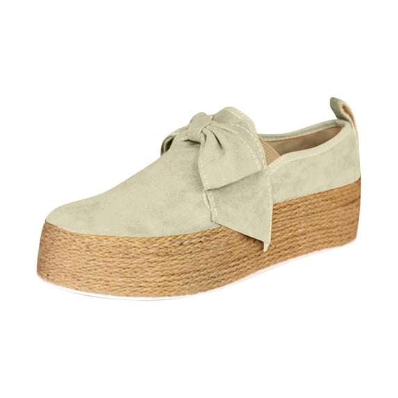 OAVQHLG3B Women's Bow Thick Bottom Round Head Wear Sleeve Flat With Casual Single Shoes