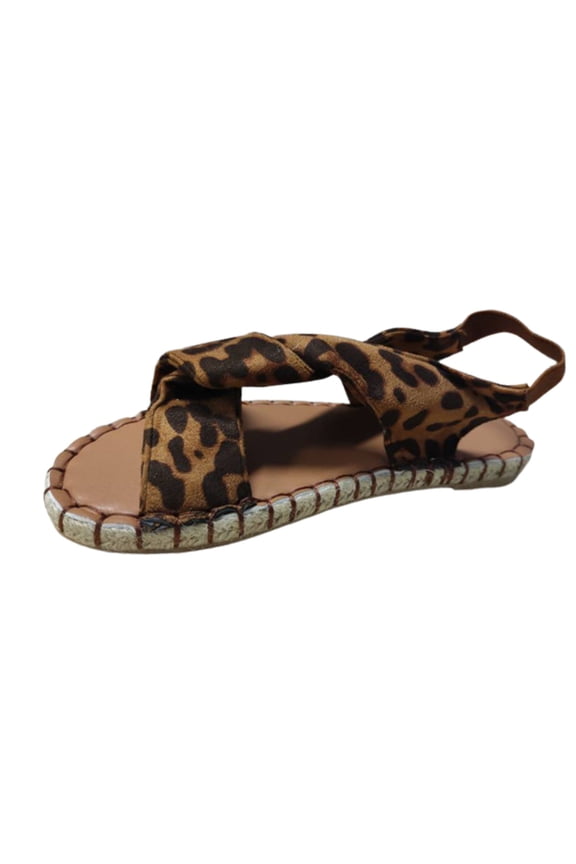 Wedge Sandals for Women Women's Casual Thick Sole Straw Leopard Print Roman Espadrille Breathable Sandals
