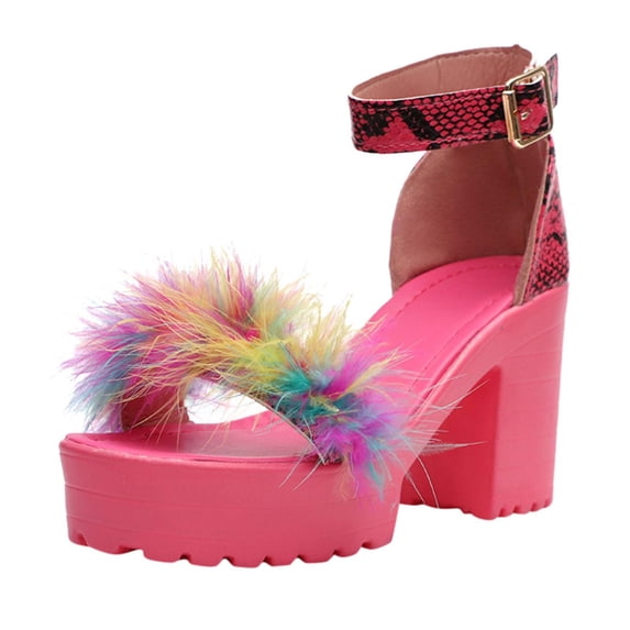 OAVQHLG3B Women's Chunky Heels Open Toe Sexy Platform Comfy Casual Shoes Comfortable Sandals