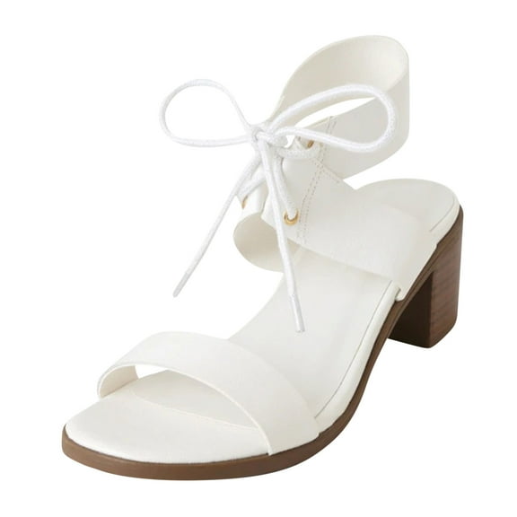 OAVQHLG3B Women's Comfortable All Match Fish Mouth Thick Heel Ankle Strap High Heel Sandals