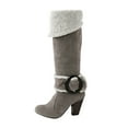 thumbnail image 1 of OAVQHLG3B Women's Comfortable Flap Warm Velvet Belt Buckle Round Head Thick With High Heeled Knee Boots, 1 of 6