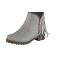 thumbnail image 1 of OAVQHLG3B Women's Comfortable Retro Tassel Side Zipper Low Heeled Round Toe Boots, 1 of 6