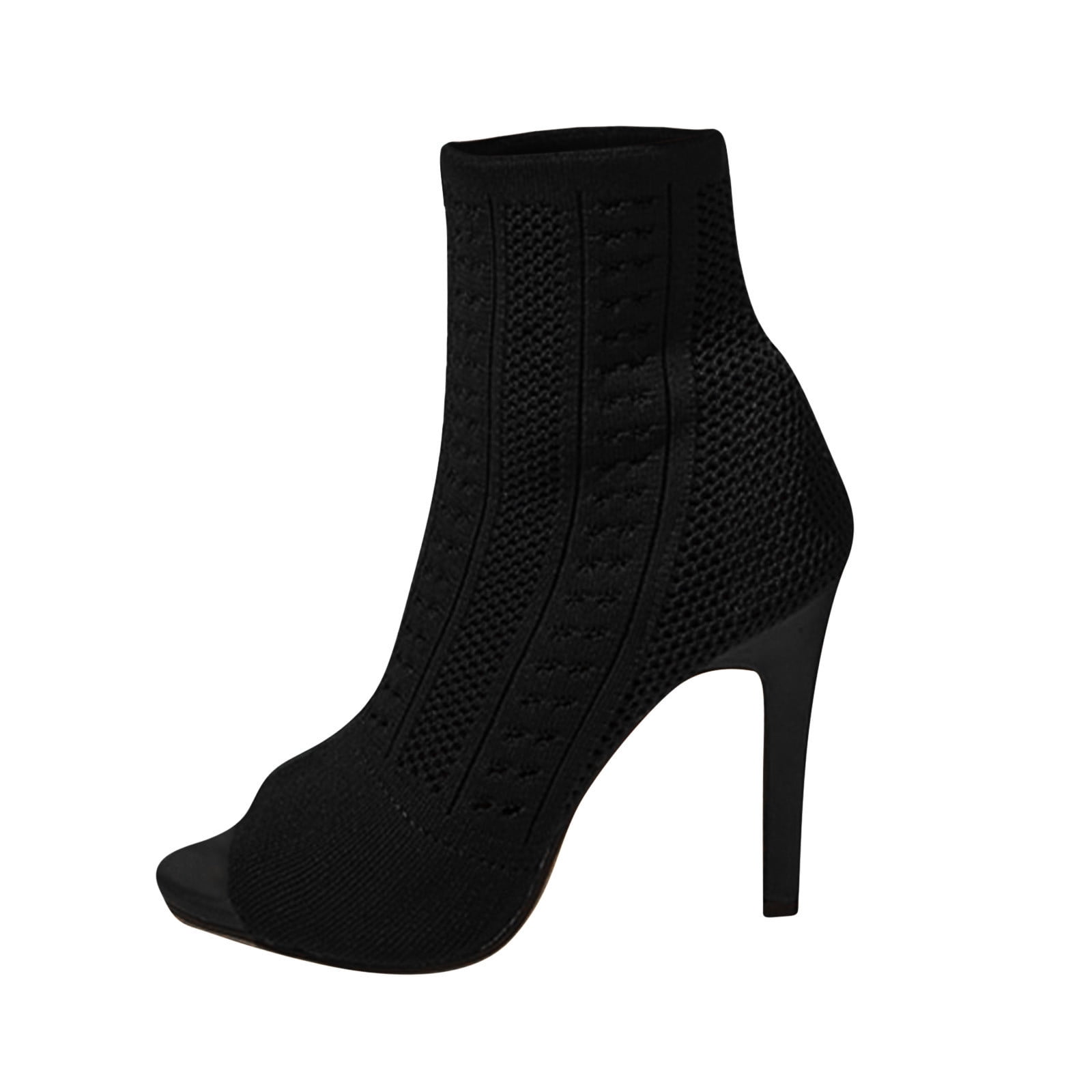 Open toe black sock boots hot sale