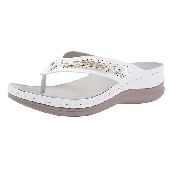 OAVQHLG3B Sandals for Women Women's Metal Buckle Beach Women's Summer Slope Heel Casual Women's Sandals