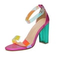 thumbnail image 1 of OAVQHLG3B Women's Sandals on Women's Shoes Casual Colorful Splicing Fashion Super High Thick Heel Peep Toe Ankle Strap Sandals, 1 of 9