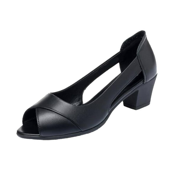 OAVQHLG3B Women's Sandals on Women's Shoes Casual Slip-on Fashion Wear-resistant Anti-skid Thick Mid Heel Peep Toe Sandals