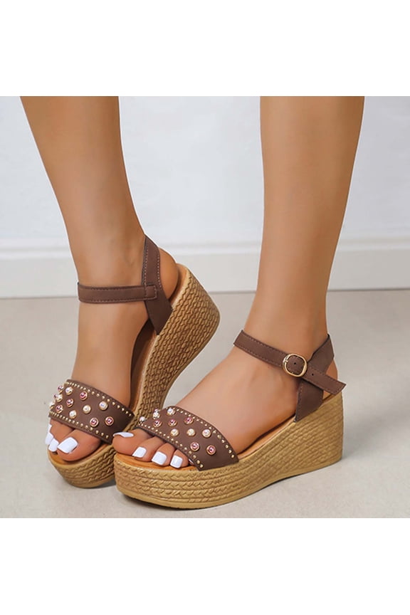 Women's Sandals on New Fish Mouth Retro Wedge Heel Platform Sandals Female Foreign Trade Roman Sandals