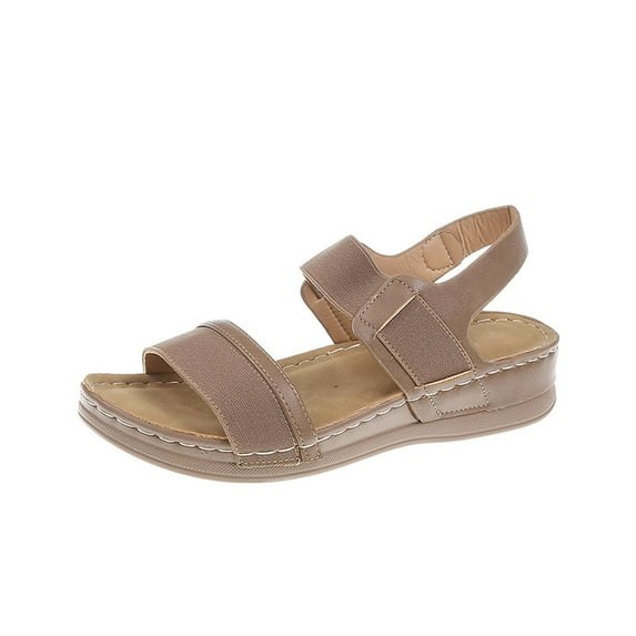 OAVQHLG3B Women's Sandals on Summer Women Thick Bottom Slope Heel Shoes Beach Roman Casual Slippers Sandals