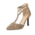 thumbnail image 1 of OAVQHLG3B Women's Shoes Casual Back Zip Leopard Print Sandals Super High Heel Pointed Toe Hollow Out Stilettos, 1 of 9