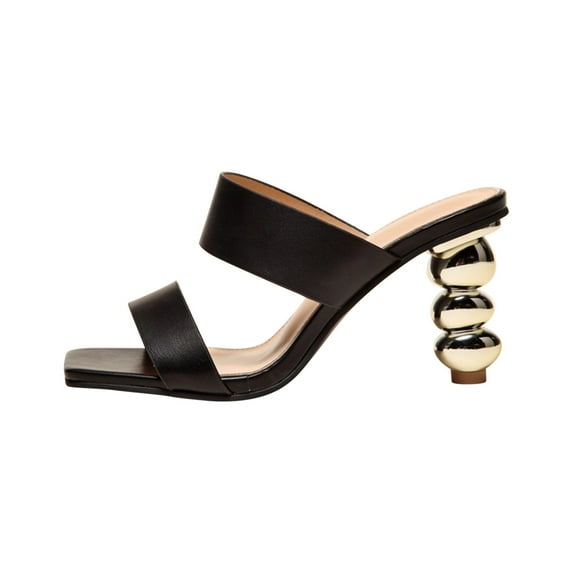 OAVQHLG3B Women's Shoes Gourd Skewers High Heels Square Toe Stylish Casual Solid Color Sandals