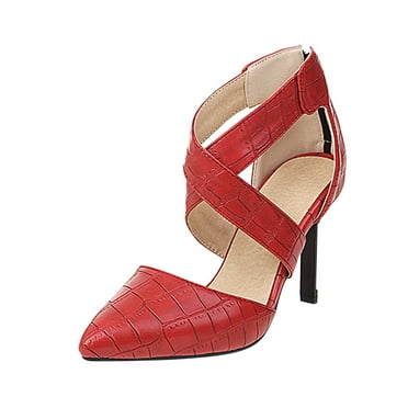 OAVQHLG3B Women's Shoes Summer Fashion Cross Straps High Heels Casual Zip Pointed Toe Sandals Serpentine Stilettos