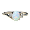 thumbnail image 1 of OAVQHLG3B Women's Silver Ring Oval Cut Fire-Opal Diamond Jewelry Birthday Gift Bridal Party Ring, 1 of 3