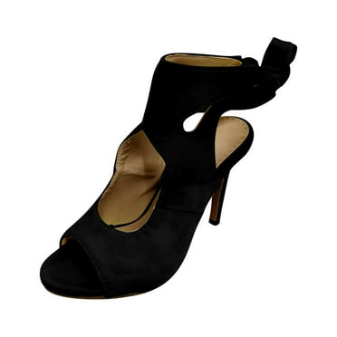 OAVQHLG3B Women's Super High Heel Heightening Suede Lace Up Fish Mouth Open Toe Sandals Shoes