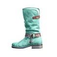 thumbnail image 1 of OAVQHLG3B Women's Winter Warm Suede Rope Ethnic Wind Boots Low Heel Side Zipper Boots, 1 of 3