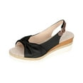 thumbnail image 1 of OAVQHLG3B Sandals for Women Under $10 Summer Ladies Shoes Fish Mouth Medium Wedge Heel Metal Buckle Women's Sandals, 1 of 7