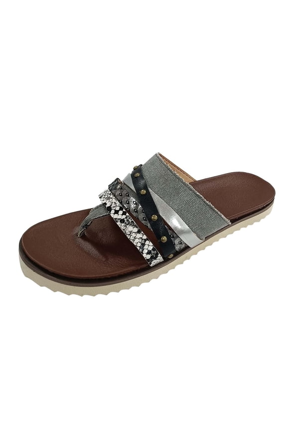 Womens Sandals Summer Ladies Slippers Sandals Casual Women's Shoes Snake Pattern Color Matching Flip-Flops Slippers