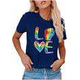 thumbnail image 1 of OAVQHLG3B Womens Summer Tops Casual Casual Colourful Print Pullover Short Sleeve T-Shirt Tops Shirt, 1 of 8
