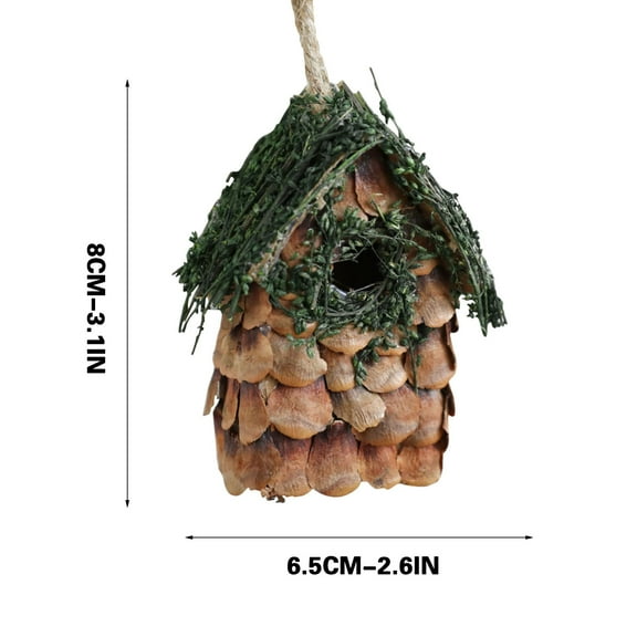 OAVQHLG3B Wooden Bird Houses for Outside Hanging Bird Nests House Decorations Moss Bark Flowers Grass Thatch Bird Nests Christmas Tree Decorations Christmas Ornaments