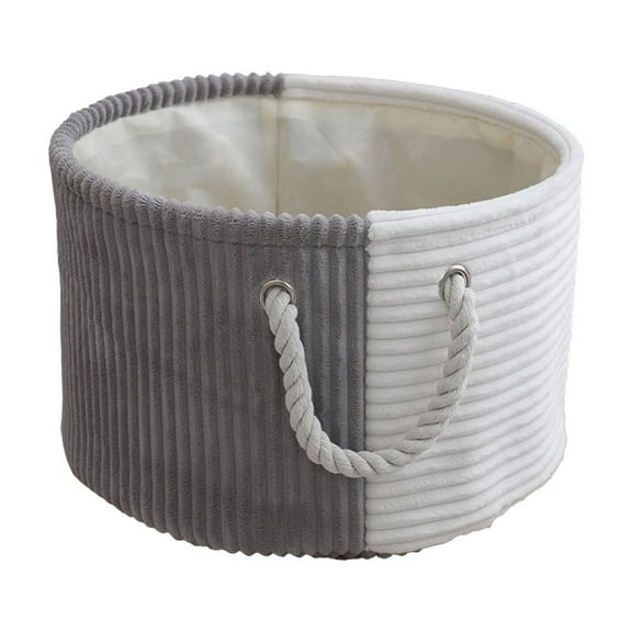 OAVQHLG3B Woven Striped Storage Bin Collapsible with Soft Rope Handles Reinforced with Metal Grommets 8X13 inch