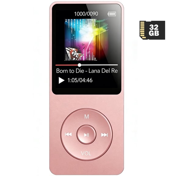 OAZOUF 32GB MP3 Player, Portable MP3 Player with Bluetooth, Built-in Speaker Video Photo FM Radio Voice Recorder Pedometer E-Book Stopwatch, Rose Gold