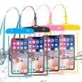 thumbnail image 1 of OAZOUF 4 Pack IPX8 PVC Waterproof Phone Pouch Bag with Fluorescent Detachable Lanyard for iPhone Android, 1 of 9