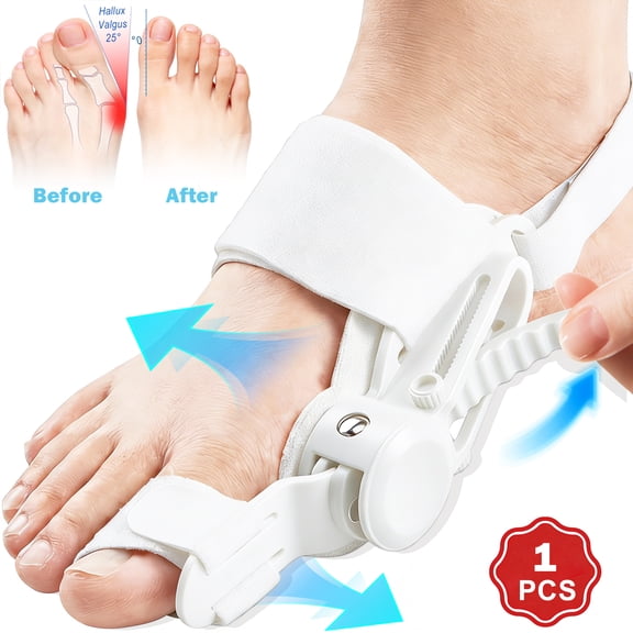 Bunion Corrector for Women & Men, Adjustable Big Toe Splint for Bunion Relief, Hallux Valgus Correction, White, 1 PCS