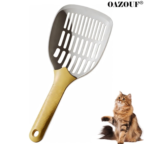 OAZOUF Cat Litter Scoop with Holder, Kitty Litter Scoop, Cat Poop Scooper for Litter Box, Yellow