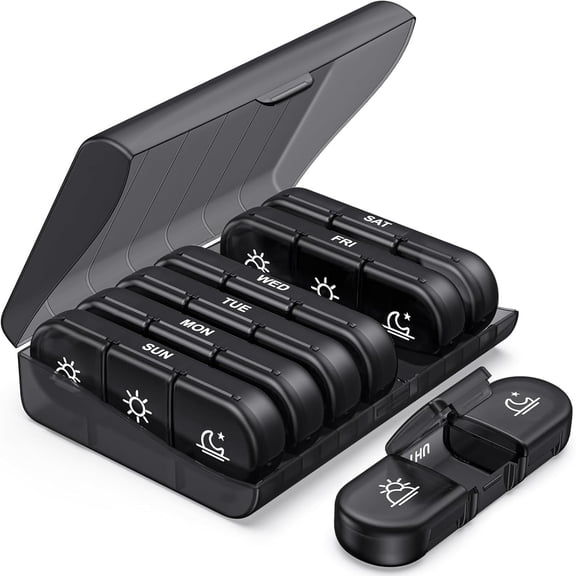 OAZOUF Weekly Pill Organizer 3 Times a Day - Large 7 Day Pill Box with Easy Open Design and Large Compartment - Medicine Pill Organizer for Pills Vitamin Fish Oil Supplements