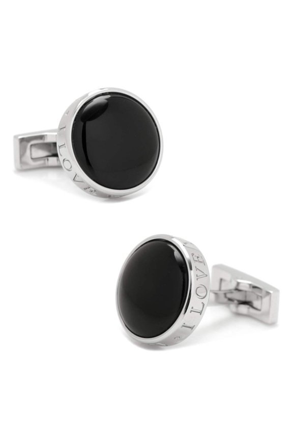 OB-ONXILY-STL Onyx I Love You Stainless Steel Cufflinks