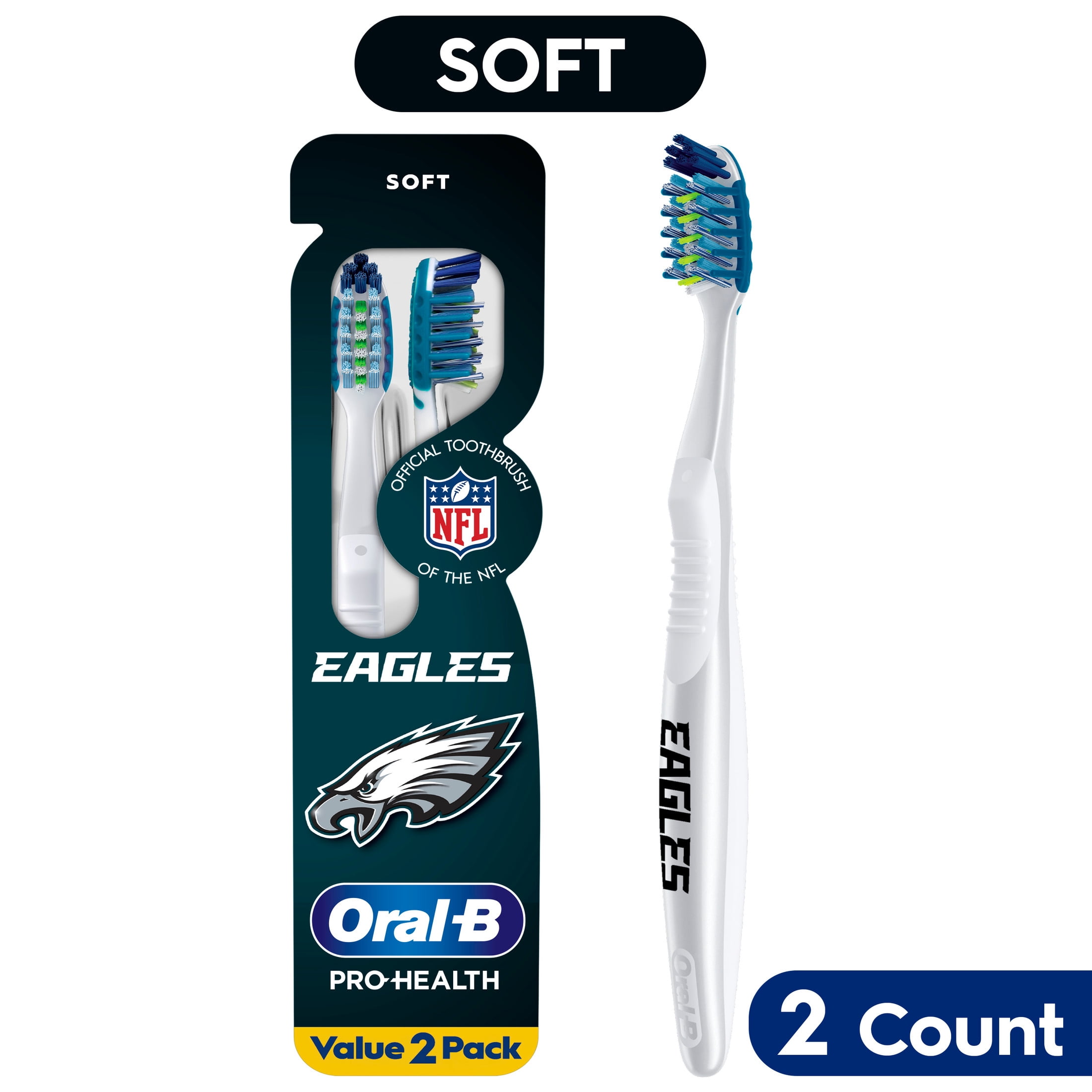 Oral-B Toothbrush, Pro-Health CrossAction, Philadelphia Eagles, Soft Bristles, 2 Count