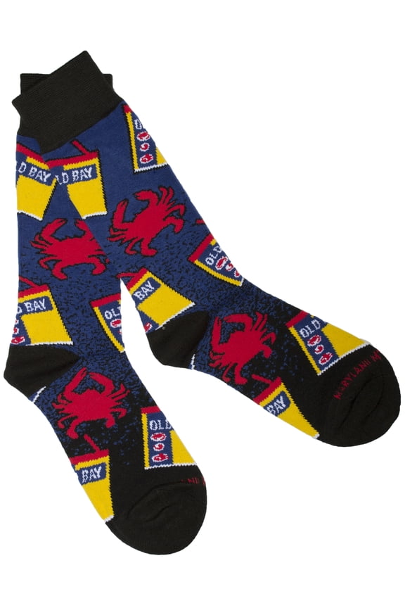 OB Socks Officially Licensed Old Bay Seafood Seasoning Crabs N Cans Dress Socks