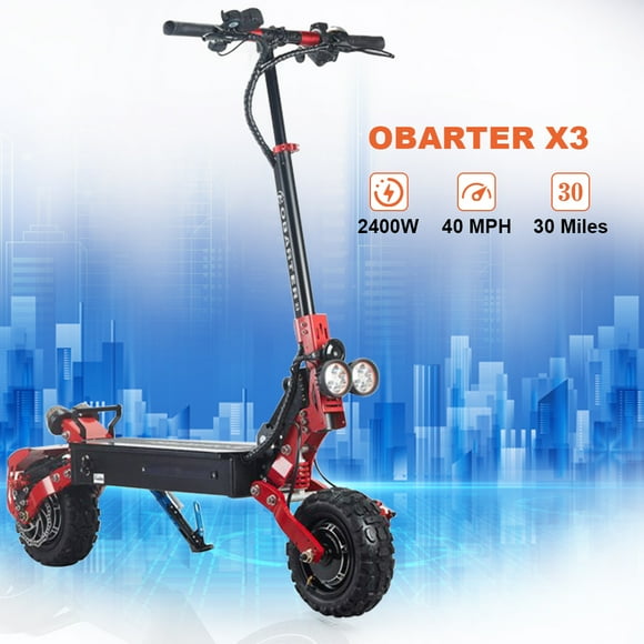 OBARTER X3 Off-Road Electric Scooter, 2400W Electric Commuting Scooter for Adults, 40 MPH & 30 Miles, 11'' Vacuum Tires, Type C Shock Absorption, Foldable and Portable