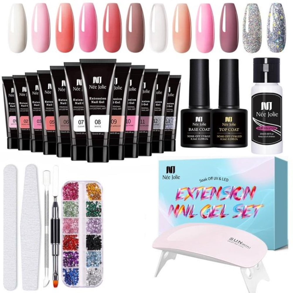 OBAZHA 10-Color Nail Extension Gel Set – Glitter & Removable UV/LED Gel, Perfect for DIY Nail Art at Home