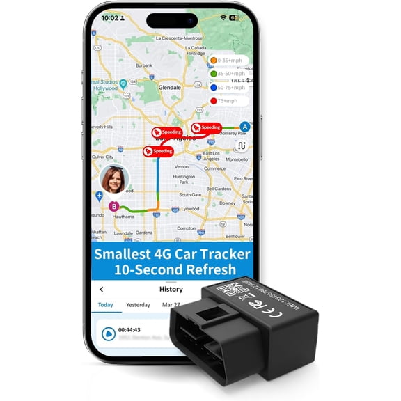 OBD GPS Tracker for Vehicles, Fleet, 10-sec Real Time, 1-Year Trip Data, 5-Day Free Trial, Plug in Car Tracker for Teens, Speeding& Driver Behavior, Mileage Log, Affordable Subscription