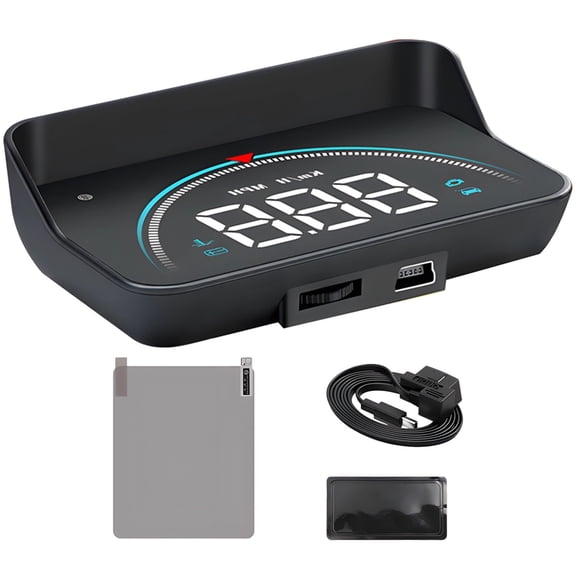 OBD-II Head-Up Display, Universal Car HUD, Digital Speedometer, Gear & Temperature Indicator, Includes Reflective Film, Anti-Slip Mat