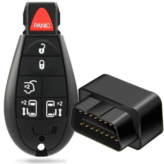 OBD Key Self Programmer and Keyless Enter Remote 5+1 Button Kit Compatible for J-eep DOD-ge Ch-rysler, M3N5WY783X IYZ-C01C