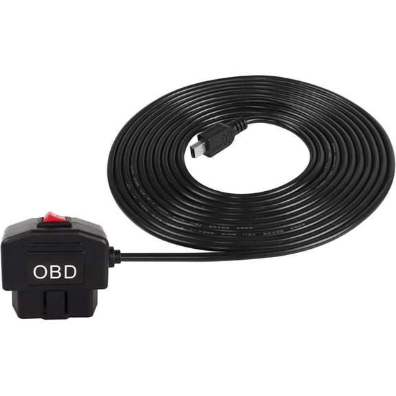 OBD Power Cable for Dash Cam,Mini USB OBD2 Power Cable Adapter Hardwire Charger Cable with Switch Button-3.5M/11.5FT