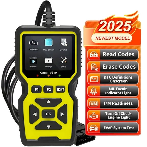 OBD Scanner, Car Code Reader Diagnose Check Engine Check Engine Light Reader Clears Vehicle Error Codes for All OBD Light Smog Check Dtcs Scan Tool Live Data Stream Test for Vehicles