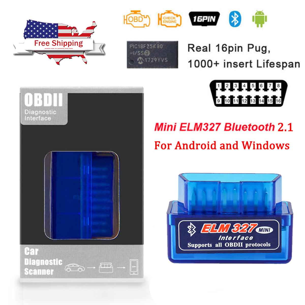OBD Scanner Code Reader Automotive Scan Tool Engine Check Car