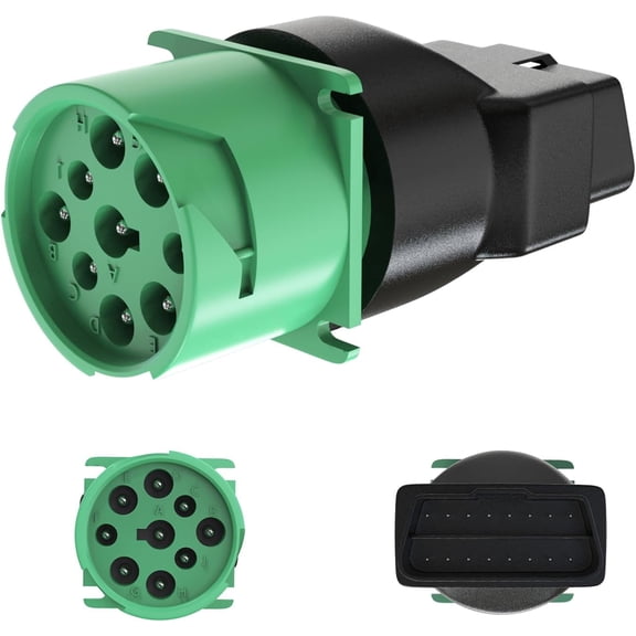 OBD2 to 9 pin J1939 Adapter,16 Pin OBD2 Male to 9 Pin J1939 Green Female Adapter,Diagnose Cable Adapter Fit for Freight Liner ELD Tracker and Diagnostic Scanner/Device (OBD2 to 9 Pin J1939)